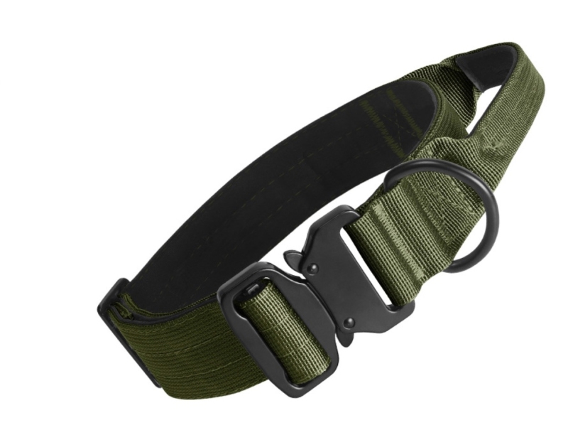 Premium Tactical Dog Training Collar Nylon Adjustable with Control Handle Heavy Duty Metal Buckle D Ring for Large Dogs