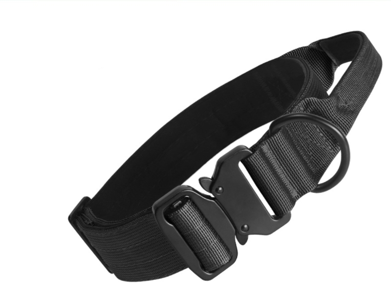 Premium Tactical Dog Training Collar Nylon Adjustable with Control Handle Heavy Duty Metal Buckle D Ring for Large Dogs