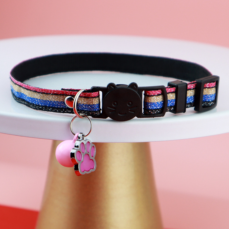 Cat glow-in-the-dark paw print safety collar