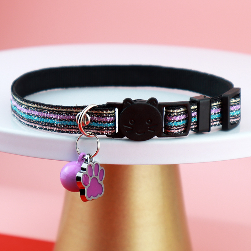 Cat glow-in-the-dark paw print safety collar