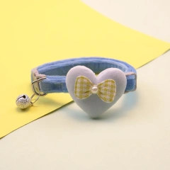 Cute Cat Collar Heart Bow and Bell Cat Ornaments Macaron Color Soft Velvet Adjustable Neck Strap Collar 6 Colors Pet Accessories