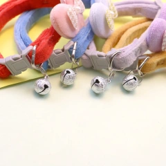 Cute Cat Collar Heart Bow and Bell Cat Ornaments Macaron Color Soft Velvet Adjustable Neck Strap Collar 6 Colors Pet Accessories