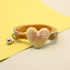 Cute Cat Collar Heart Bow and Bell Cat Ornaments Macaron Color Soft Velvet Adjustable Neck Strap Collar 6 Colors Pet Accessories