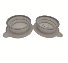 Double Collapsible Water Portable Dog Food Outdoor Camping Silicone Foldable Pet Travel Bowl