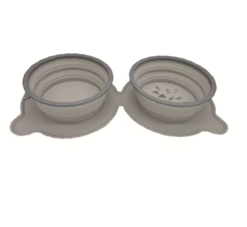 Double Collapsible Water Portable Dog Food Outdoor Camping Silicone Foldable Pet Travel Bowl