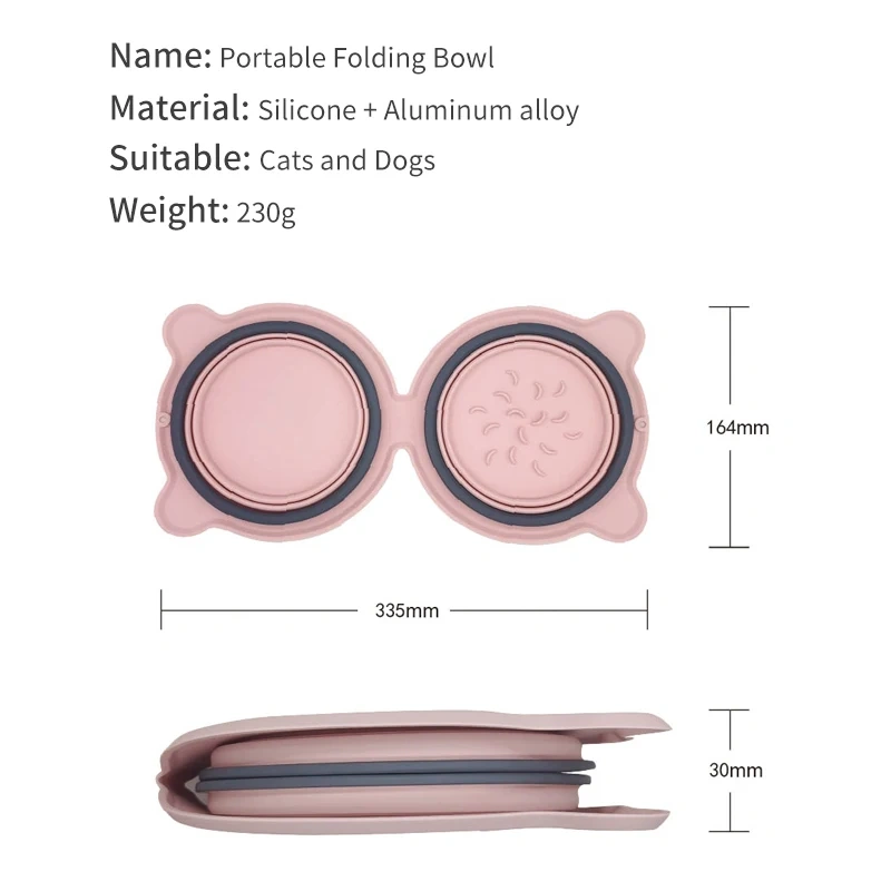 New Custom Personalized Double Collapsible Water Portable Dog Food Outdoor Camping Silicone Foldable Pet Travel Bowl
