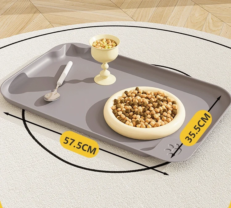 Pet Meal Mat Waterproof, Anti Fouling, and Anti slip Cat Bowl Mat Plastic Large Tableware Cat Bowl Plate Food Cleaning Mat