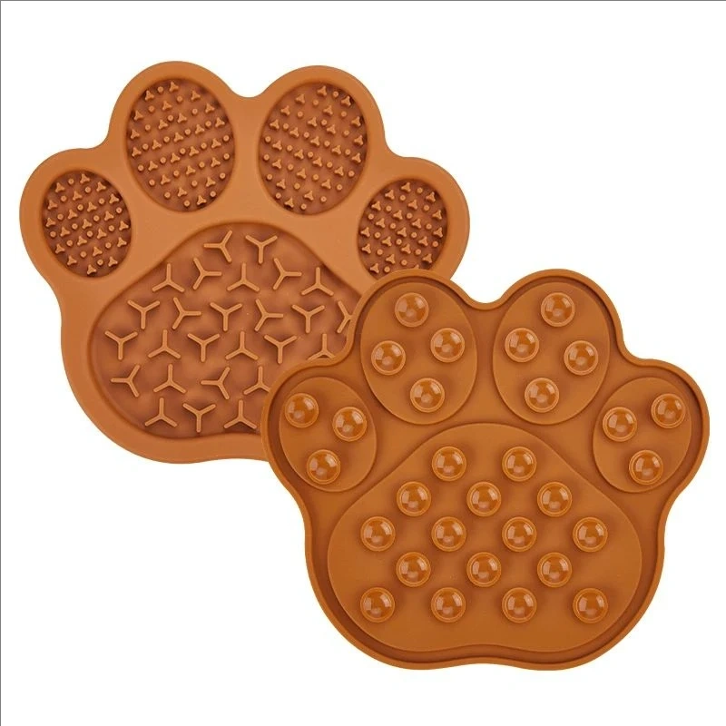 1pc Slow Feeder Dog Bowl with Paw Print Design Non-Spill Raised Edges Slow Eating Mat Durable Pet Food Dish for Puppies