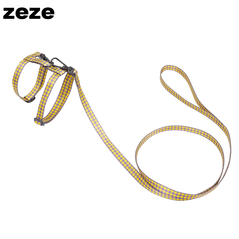 Zeze Checked Pet Leash Cat Leash, Adjustable Cat Harness and Leash Set,Breathable and Durable Pet Harness for Small Medium Catso