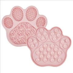 1pc Slow Feeder Dog Bowl with Paw Print Design Non-Spill Raised Edges Slow Eating Mat Durable Pet Food Dish for Puppies