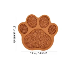 1pc Slow Feeder Dog Bowl with Paw Print Design Non-Spill Raised Edges Slow Eating Mat Durable Pet Food Dish for Puppies