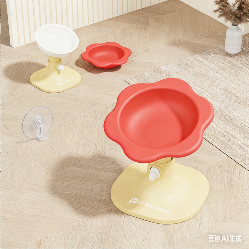 Creative Pet High Footed Bowl Adjustable Height Angle Cartoon Elevated Pet Feeder Bowl