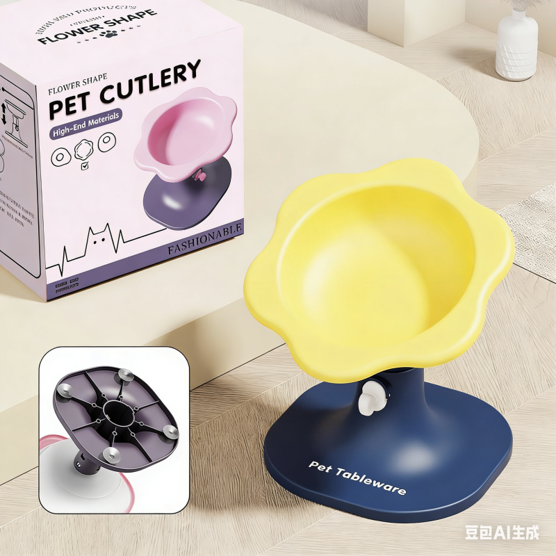 Creative Pet High Footed Bowl Adjustable Height Angle Cartoon Elevated Pet Feeder Bowl