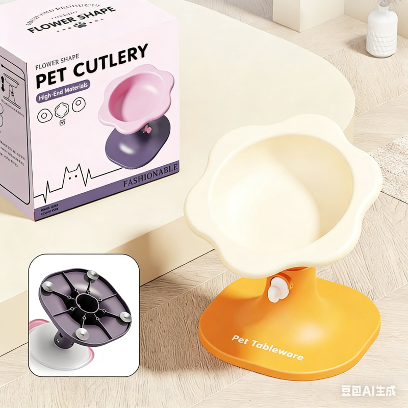 Creative Pet High Footed Bowl Adjustable Height Angle Cartoon Elevated Pet Feeder Bowl
