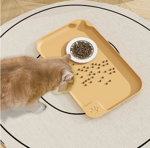Pet Meal Mat Waterproof, Anti Fouling, and Anti slip Cat Bowl Mat Plastic Large Tableware Cat Bowl Plate Food Cleaning Mat
