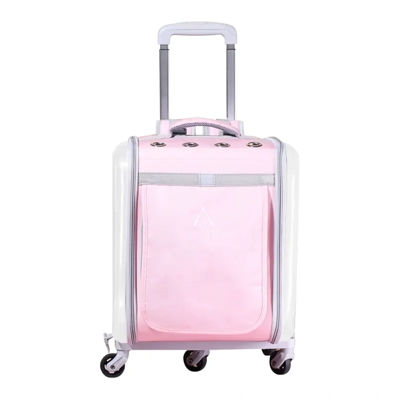 Wholesale Trolley Pet Cage Cat Out Backpack with Wheel Trolley case Foldable Breathable Dog Travel Trolley