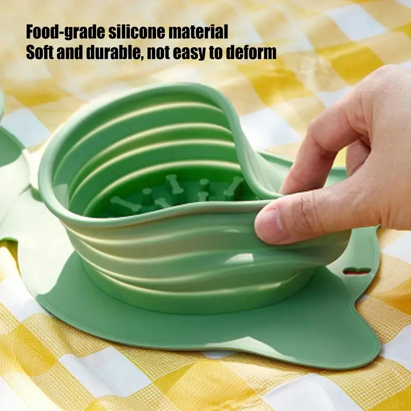 Portable Dog Bowl Foldable Silicone Dog Slow Feeder Bowl Multi-Functional Food Grade Cat Dispenser For City Commuting Hiking
