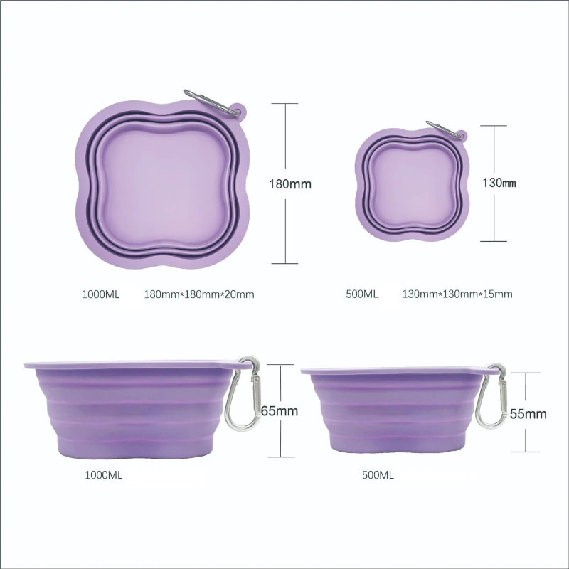Pet Dog Folding Bowl Go Out Portable Dog Cat Drinking Bowl Outdoor Silicone Pet Feeding Bowl Supplies
