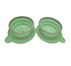 Double Collapsible Water Portable Dog Food Outdoor Camping Silicone Foldable Pet Travel Bowl