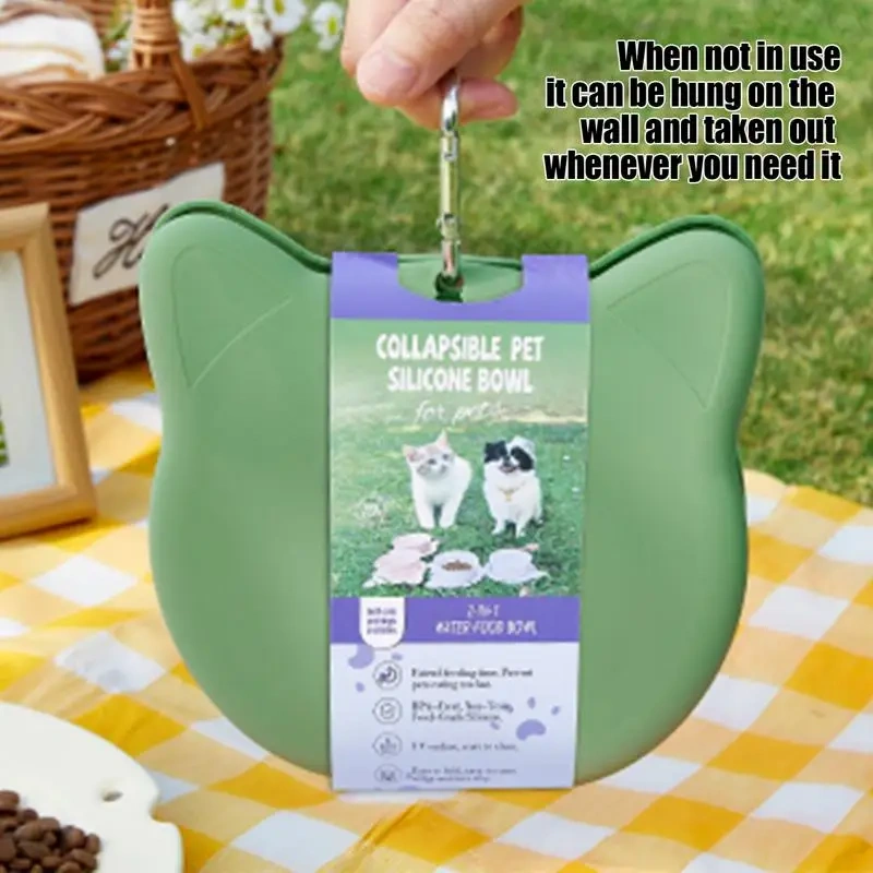 Portable Dog Bowl Foldable Silicone Dog Slow Feeder Bowl Multi-Functional Food Grade Cat Dispenser For City Commuting Hiking