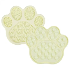 1pc Slow Feeder Dog Bowl with Paw Print Design Non-Spill Raised Edges Slow Eating Mat Durable Pet Food Dish for Puppies