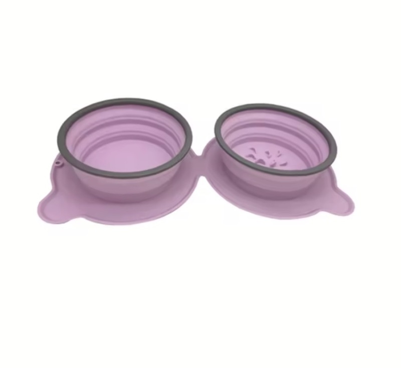 Double Collapsible Water Portable Dog Food Outdoor Camping Silicone Foldable Pet Travel Bowl