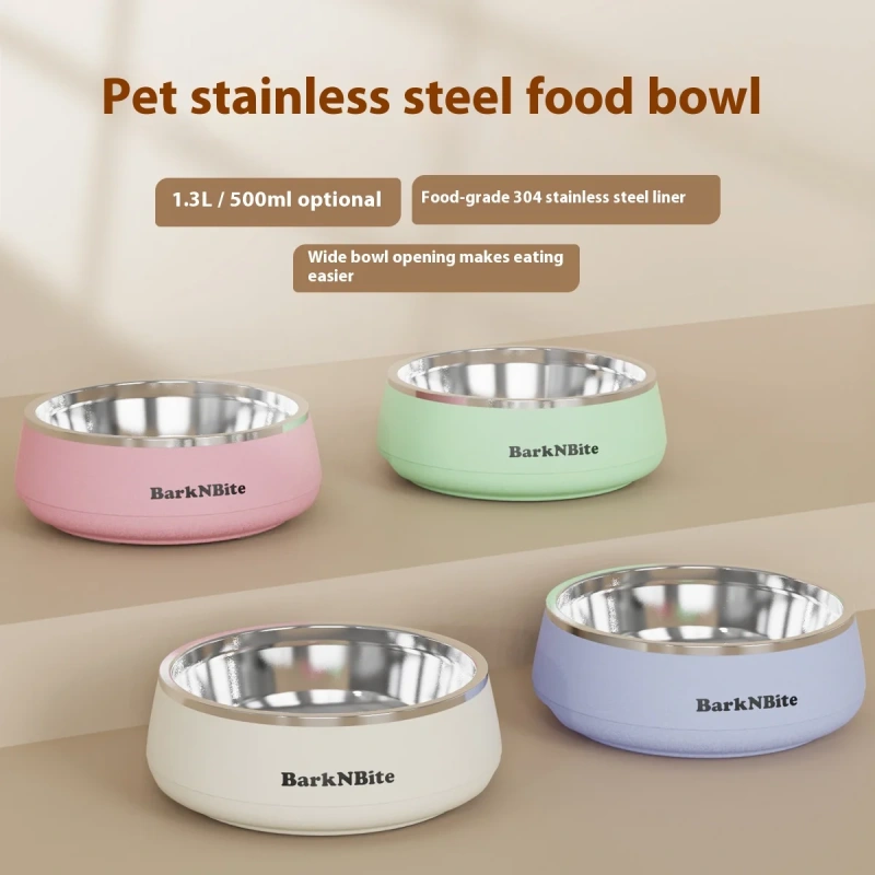 304 Stainless Steel Dog Bowl Eco-Friendly Slow Food Bowl for Medium and Large Dogs Anti-Knock Pet Supplies Wholesale Retail