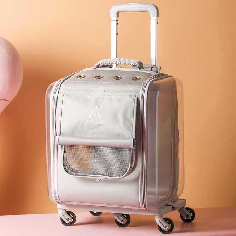 Pet Cage Cat Out Backpack with Wheel Trolley case Foldable Breathable