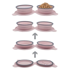 New Custom Personalized Double Collapsible Water Portable Dog Food Outdoor Camping Silicone Foldable Pet Travel Bowl