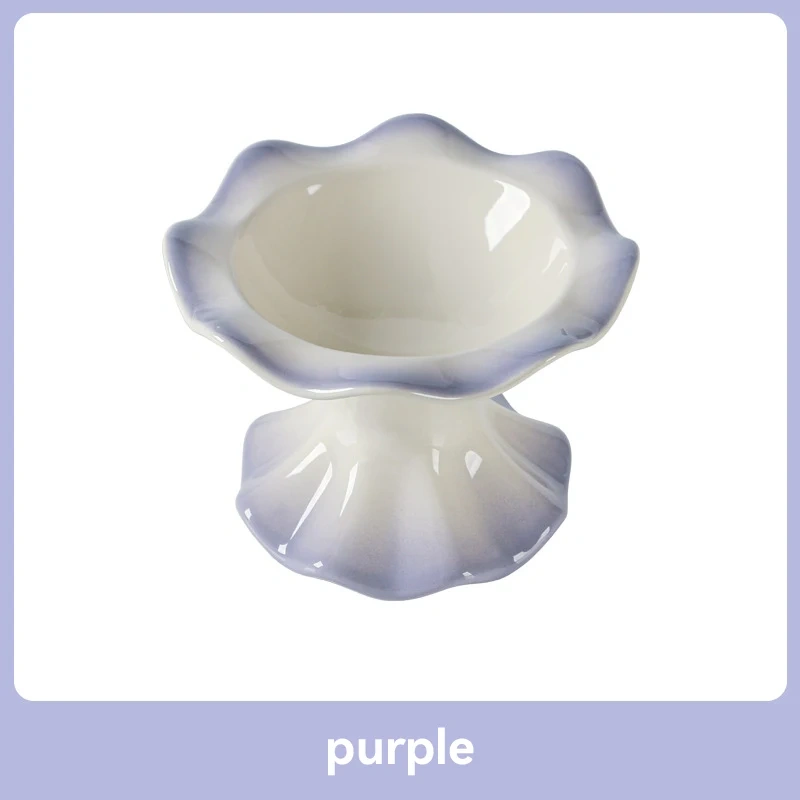 Ceramic Pet Bowl Cat Small Dogs Elevated Food Water Feeders Puppy Raised Drinking Eating Supplies Gradient Color Anti-slip