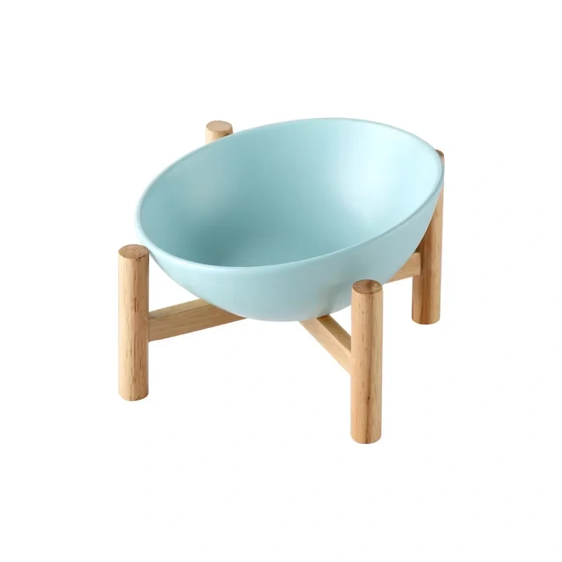 Ceramic Cat Food Bowl with Protection Cervical Slant Design Rounded Shape for Dogs & Cats Indoor Use
