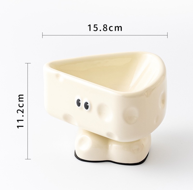 High-Leg Ceramic Cat & Bowl