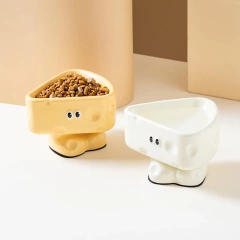 High-Leg Ceramic Cat & Bowl