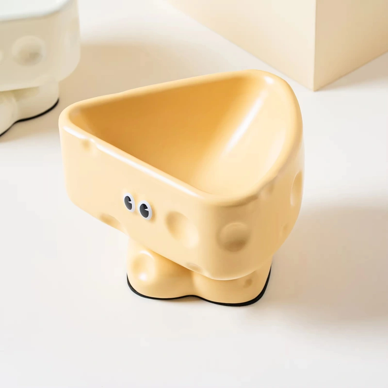 High-Leg Ceramic Cat & Bowl