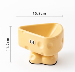 High-Leg Ceramic Cat & Bowl