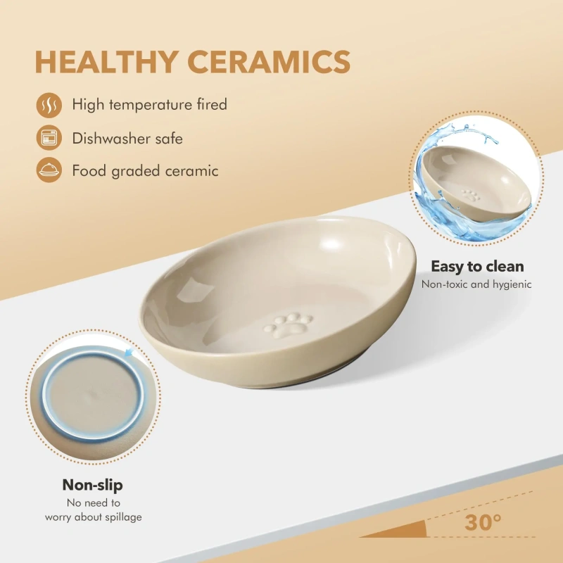 Whisker Friendly Cat Dog Dishes Modern  Bowl with Wide Stand Adjustable Anti-Fatigue Feature