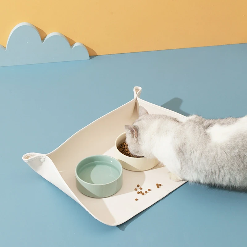 Pets Food Mat Custom Waterproof PU Leather Placemats for Dogs Cats Eco Friendly Anti-spill Non-slip Dog Lick Pet Feeding Mat