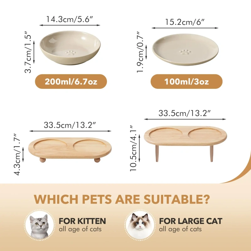 Whisker Friendly Cat Dog Dishes Modern  Bowl with Wide Stand Adjustable Anti-Fatigue Feature