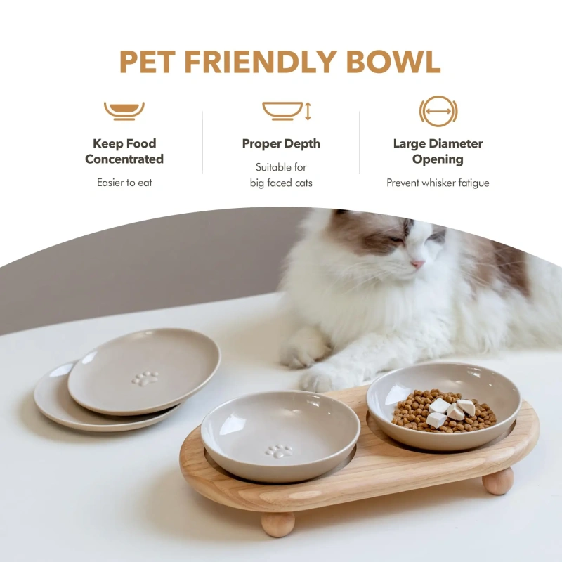 Whisker Friendly Cat Dog Dishes Modern  Bowl with Wide Stand Adjustable Anti-Fatigue Feature