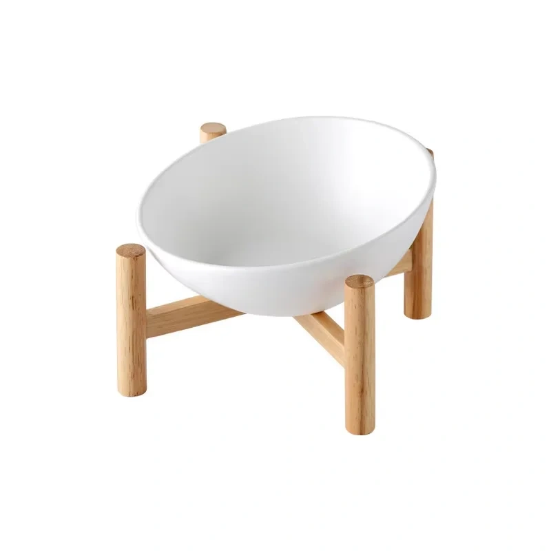 Ceramic Cat Food Bowl with Protection Cervical Slant Design Rounded Shape for Dogs & Cats Indoor Use