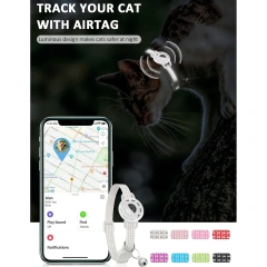 For Air Tag Pet Collar for cats dogs, Reflective Kitten Collar with Airtag Holder and Bell for Girl Boy Cat, Safe Breakaway