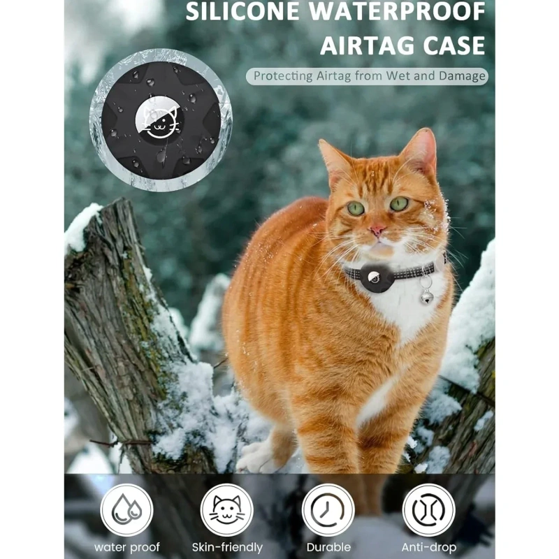 Anti-Lost Pet Cat Collar with Airtag Holder,for Apple Air Tag Positioning Kitten Collar with Reflective Cat Necklace Accessories