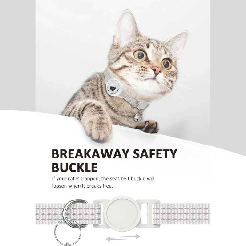 For Air Tag Pet Collar for cats dogs, Reflective Kitten Collar with Airtag Holder and Bell for Girl Boy Cat, Safe Breakaway