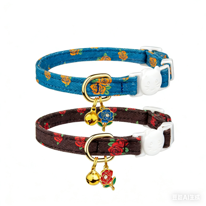 2 Pack Cotton Breakaway Cat Collar with Bell