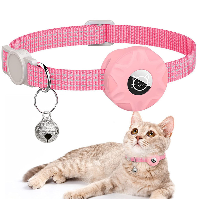 Anti-Lost Pet Cat Collar with Airtag Holder,for Apple Air Tag Positioning Kitten Collar with Reflective