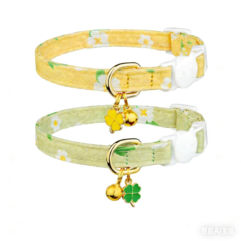 2 Pack Cotton Breakaway Cat Collar with Bell