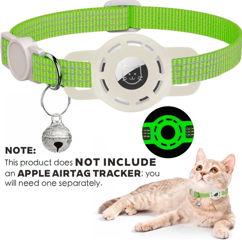 For Air Tag Pet Collar for cats dogs, Reflective Kitten Collar with Airtag Holder and Bell for Girl Boy Cat, Safe Breakaway