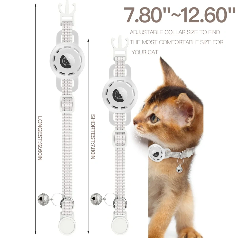 For Air Tag Pet Collar for cats dogs, Reflective Kitten Collar with Airtag Holder and Bell for Girl Boy Cat, Safe Breakaway