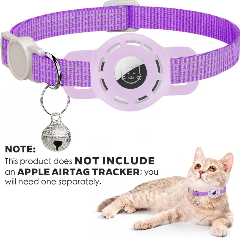 For Air Tag Pet Collar for cats dogs, Reflective Kitten Collar with Airtag Holder and Bell for Girl Boy Cat, Safe Breakaway