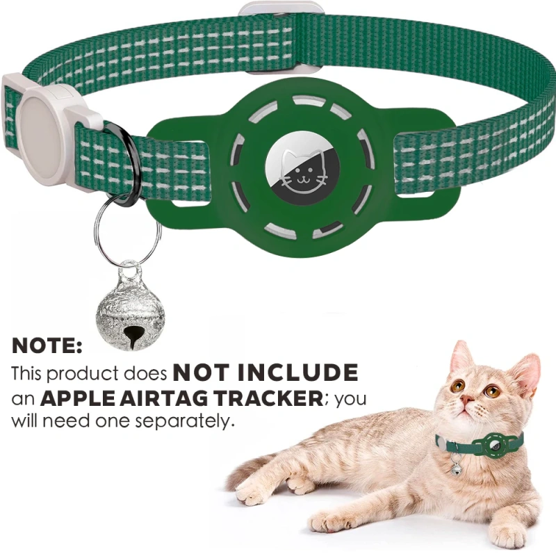 For Air Tag Pet Collar for cats dogs, Reflective Kitten Collar with Airtag Holder and Bell for Girl Boy Cat, Safe Breakaway